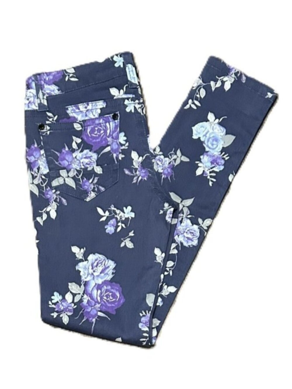Wallflower Juniors Blue Floral Skinny Jeans